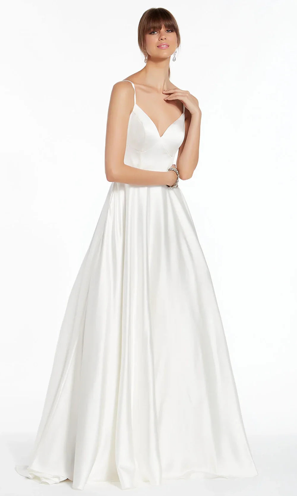 Alyce Paris 7009 - Spaghetti Strap Luminous Satin Dress Wedding Dresses