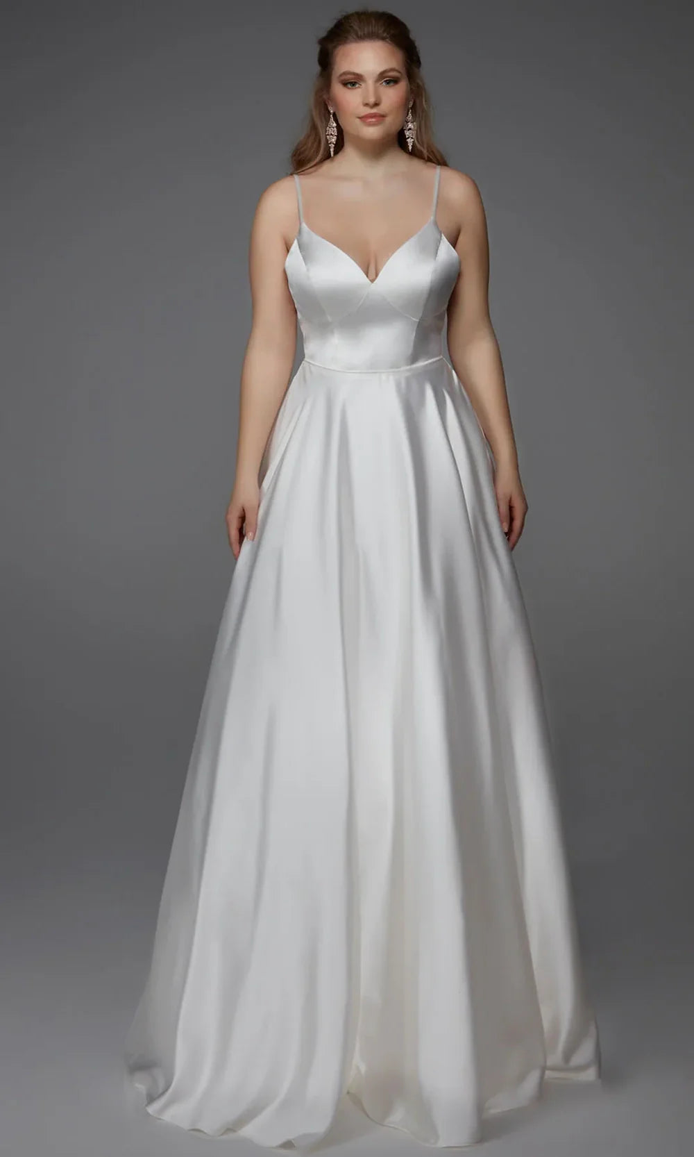 Alyce Paris 7009 - Spaghetti Strap Luminous Satin Dress Wedding Dresses