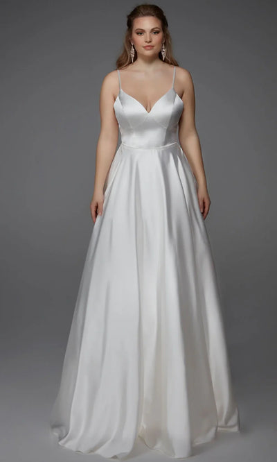 Alyce Paris 7009 - Spaghetti Strap Luminous Satin Dress Wedding Dresses