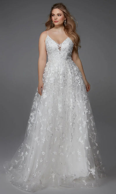Alyce Paris 7012 - Lace Bodice Plunging Neckline Gown Prom Dresses