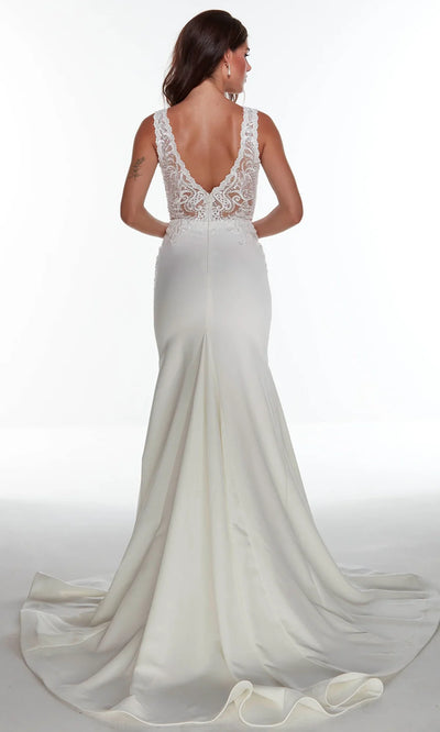 Alyce Paris 7016 - Embroidered Sleeveless Crepe Bridal Gown Wedding Dresses