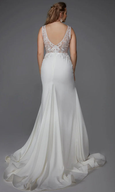 Alyce Paris 7016 - Embroidered Sleeveless Crepe Bridal Gown Wedding Dresses