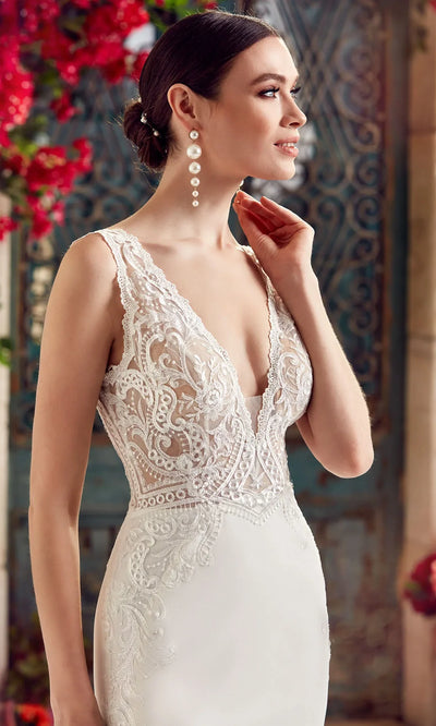 Alyce Paris 7016 - Embroidered Sleeveless Crepe Bridal Gown Wedding Dresses