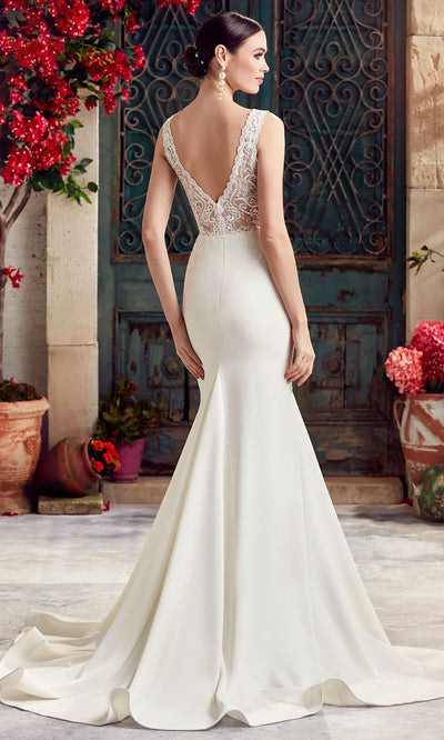 Alyce Paris 7016 - Embroidered Sleeveless Crepe Bridal Gown Wedding Dresses