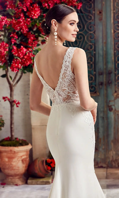 Alyce Paris 7016 - Embroidered Sleeveless Crepe Bridal Gown Wedding Dresses