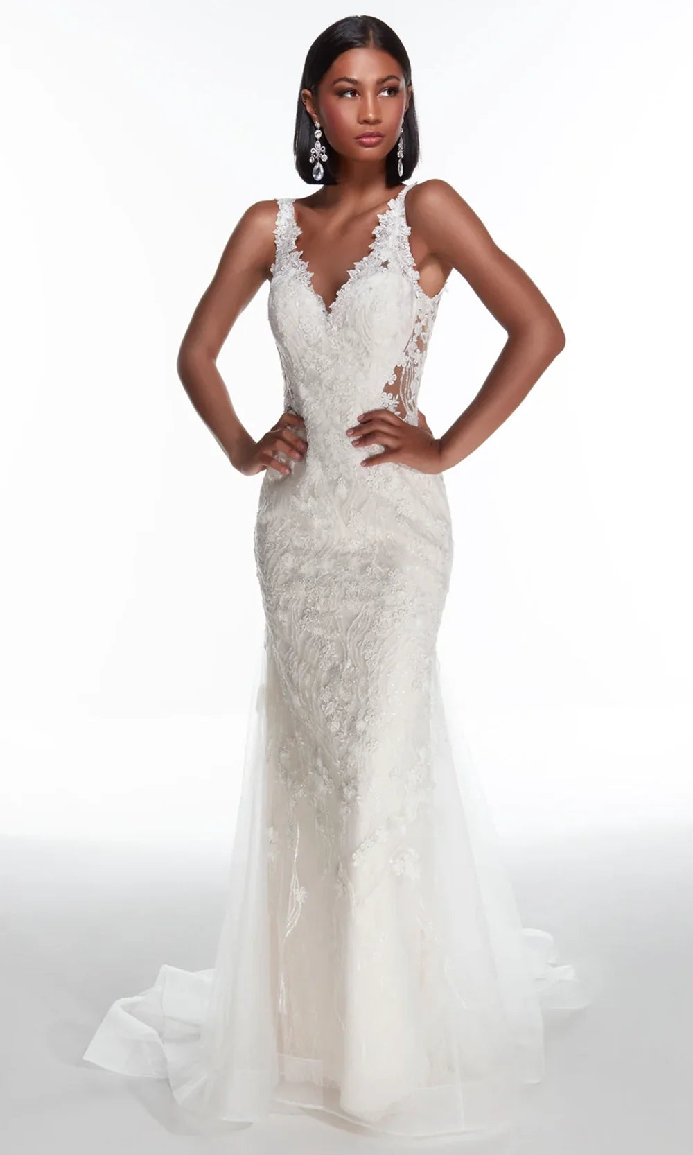 Alyce Paris 7017 - Deep V-Neck Lace Wedding Gown Wedding Dresses