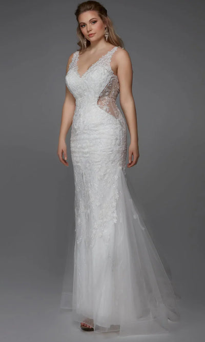 Alyce Paris 7017 - Deep V-Neck Lace Wedding Gown Wedding Dresses
