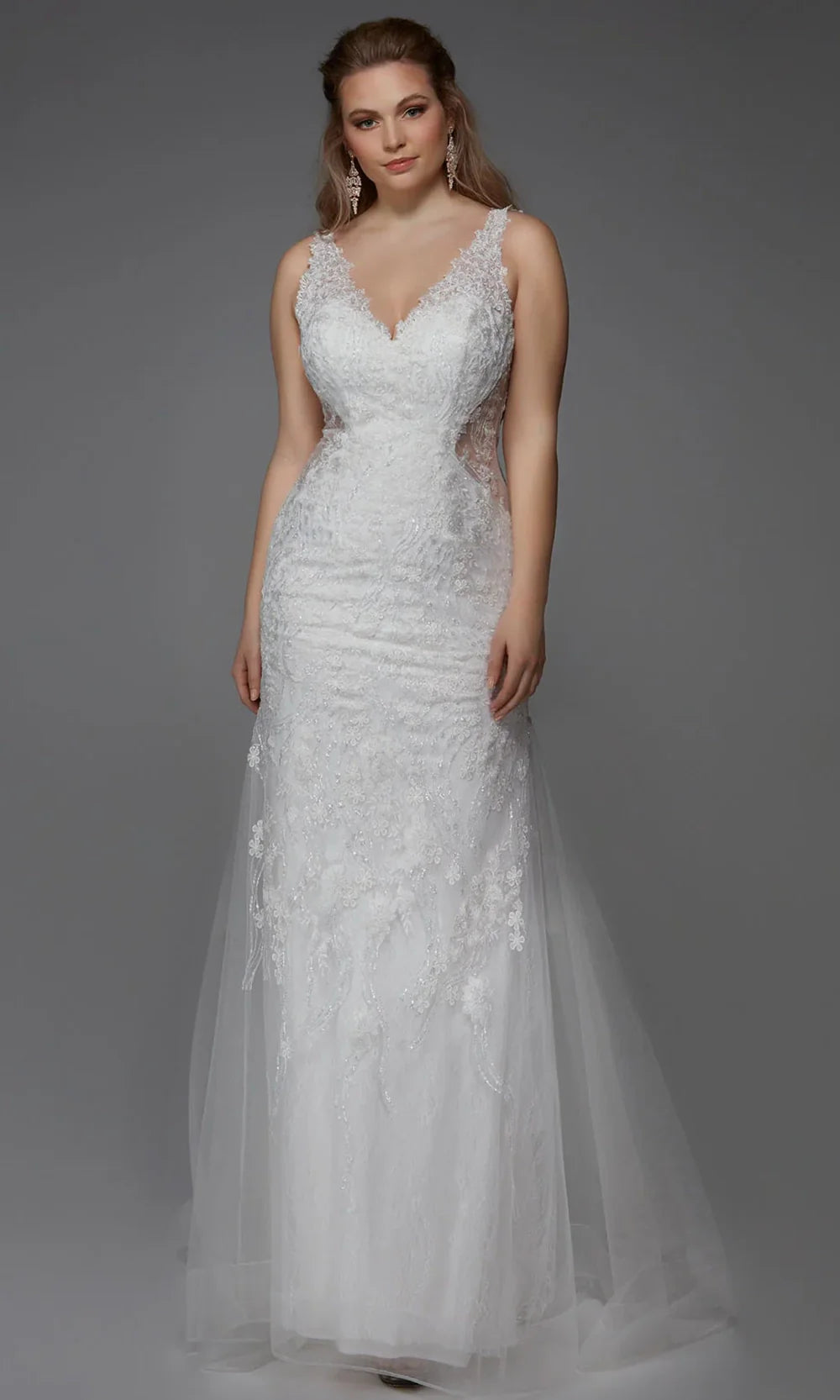 Alyce Paris 7017 - Deep V-Neck Lace Wedding Gown Wedding Dresses