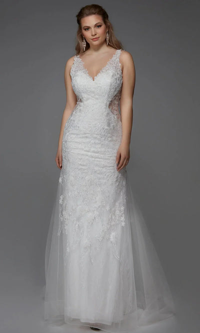 Alyce Paris 7017 - Deep V-Neck Lace Wedding Gown Wedding Dresses