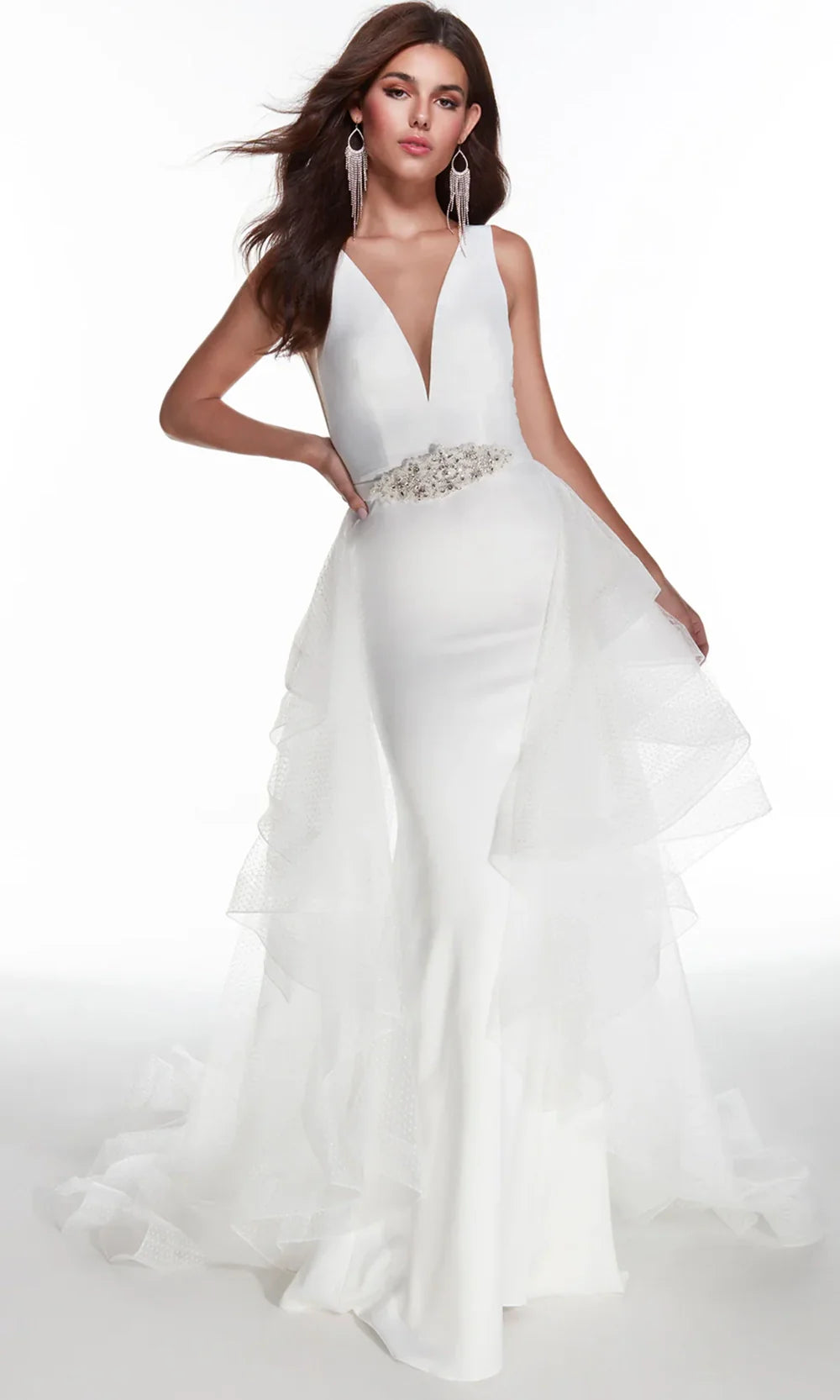 Alyce Paris 7019 - Detachable Overskirt Sleeveless Satin Gown Wedding Dresses