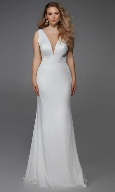 Alyce Paris 7019 - Detachable Overskirt Sleeveless Satin Gown Wedding Dresses