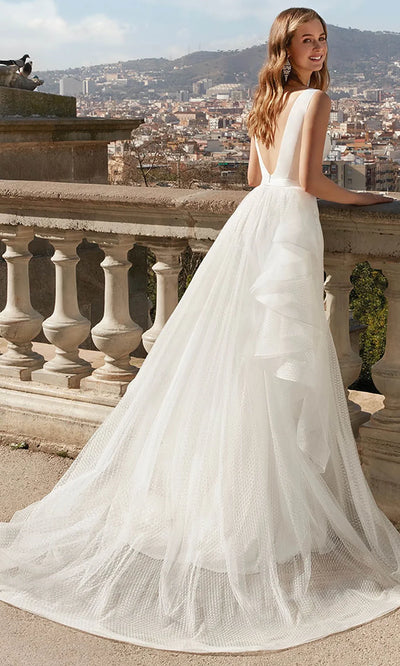 Alyce Paris 7019 - Detachable Overskirt Sleeveless Satin Gown Wedding Dresses