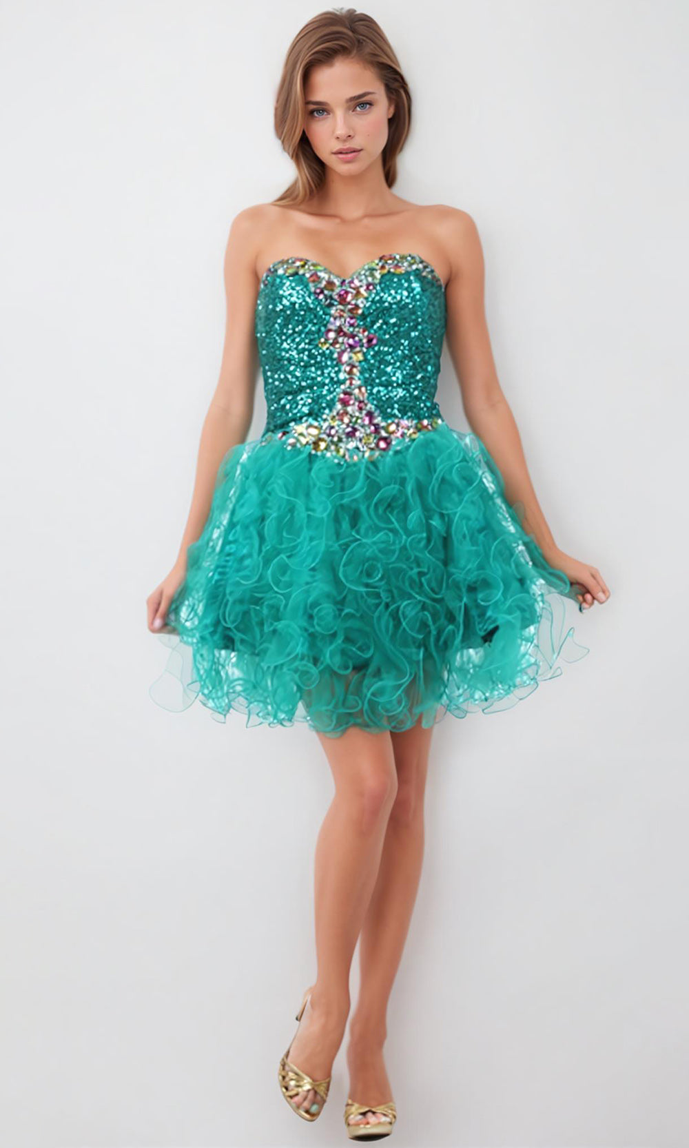 Juliet Dresses 702-B - Sequin Embellished Strapless Dress Homecoming Dresses