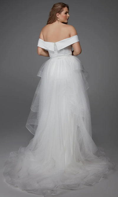 Alyce Paris 7020 - Illusion V-Notch Sheath Gown with Overskirt Wedding Dresses