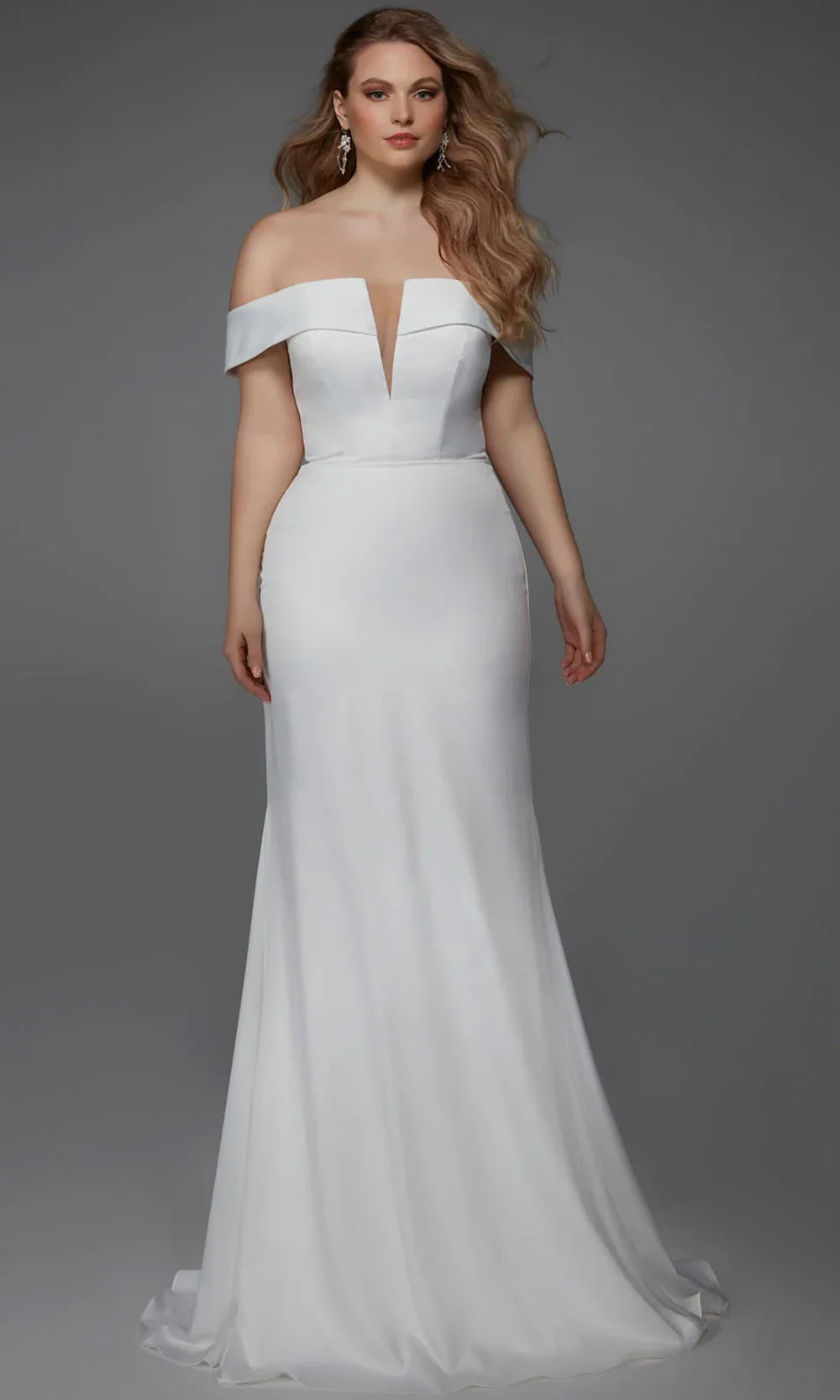 Alyce Paris 7020 - Illusion V-Notch Sheath Gown with Overskirt Wedding Dresses