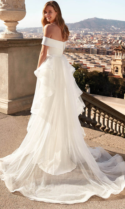 Alyce Paris 7020 - Illusion V-Notch Sheath Gown with Overskirt Wedding Dresses