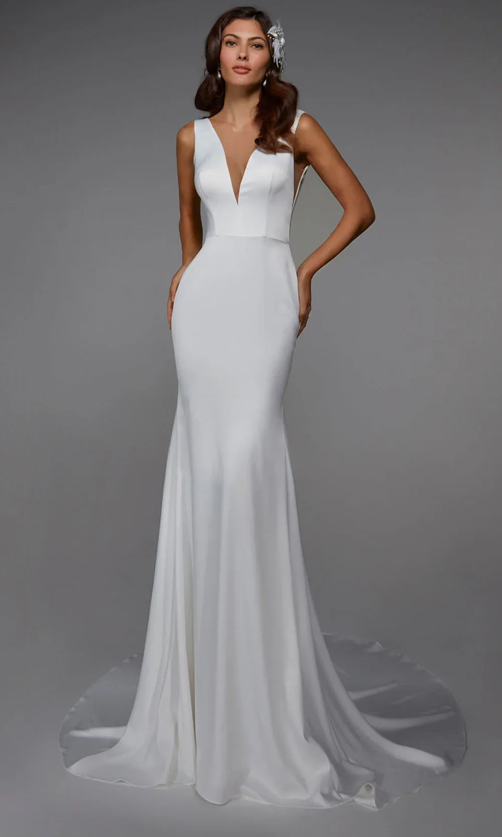 Alyce Paris 7021 - V-Back Satin Trumpet Long Dress Formal Gowns