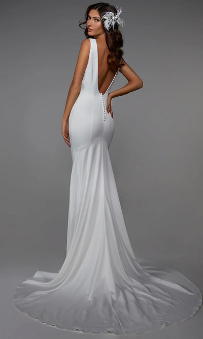 Alyce Paris 7021 - V-Back Satin Trumpet Long Dress Formal Gowns