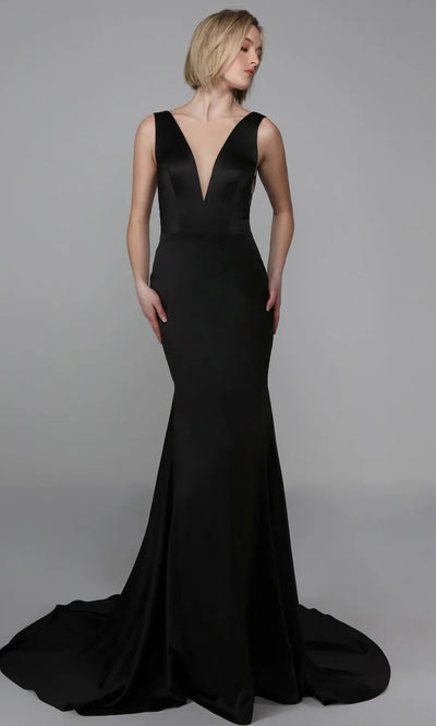 Alyce Paris 7021 - V-Back Satin Trumpet Long Dress Formal Gowns