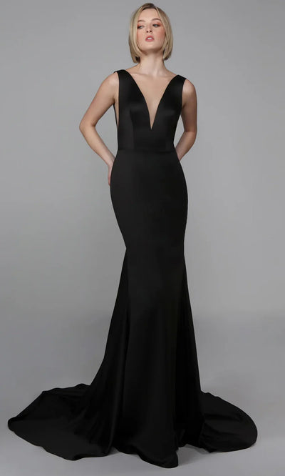 Alyce Paris 7021 - V-Back Satin Trumpet Long Dress Formal Gowns