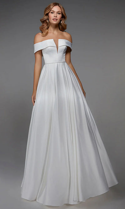 Alyce Paris 7023 - Off Shoulder Bridal Gown with Beaded Belt Wedding Dresses