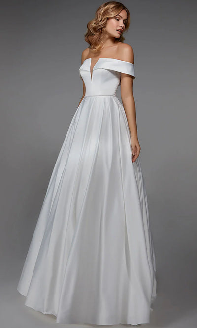 Alyce Paris 7023 - Off Shoulder Bridal Gown with Beaded Belt Wedding Dresses