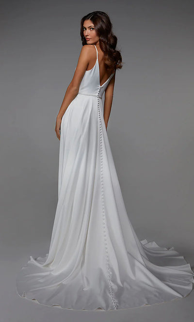 Alyce Paris 7024 - Sleeveless V-Neck Satin Dress with Train Formal Gowns