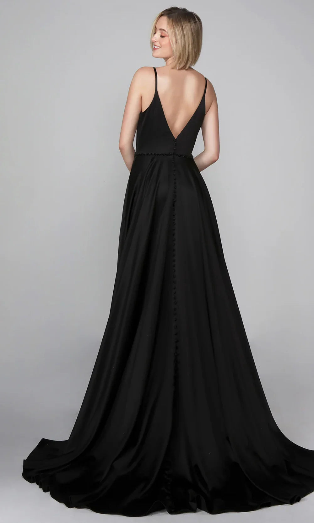 Alyce Paris 7024 - Sleeveless V-Neck Satin Dress with Train Formal Gowns