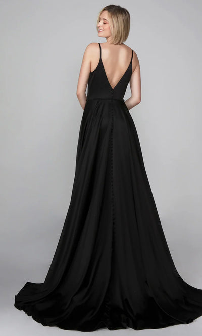 Alyce Paris 7024 - Sleeveless V-Neck Satin Dress with Train Formal Gowns