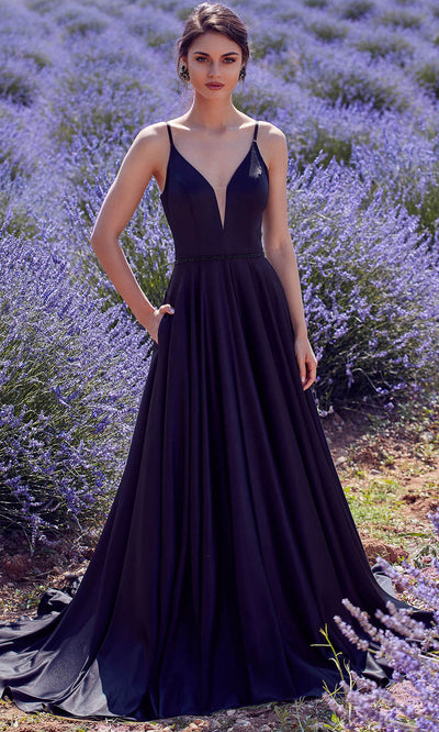 Alyce Paris 7024 - Sleeveless V-Neck Satin Dress with Train Formal Gowns
