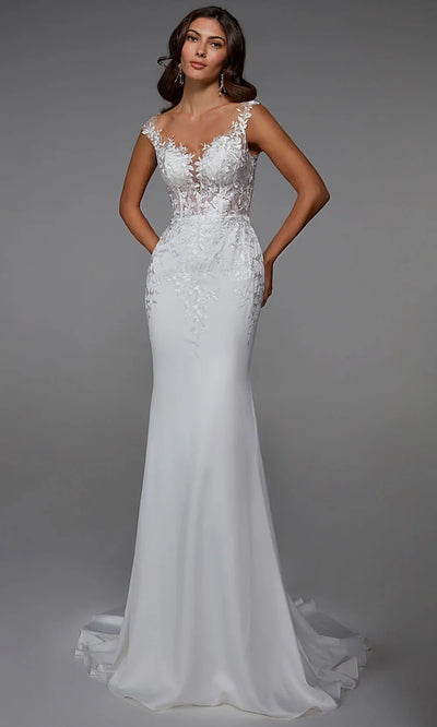 Alyce Paris 7026 - Illusion Corset Embroidered Fitted Gown Formal Gowns