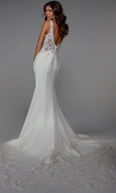 Alyce Paris 7027 - V-Neck Petal Train Lace Bridal Gown Wedding Dresses