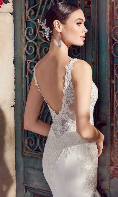 Alyce Paris 7027 - V-Neck Petal Train Lace Bridal Gown Wedding Dresses