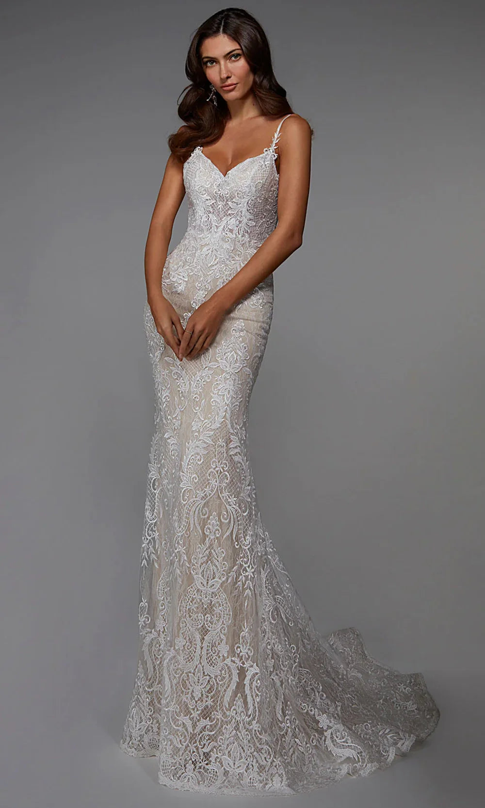 Alyce Paris 7028 - Lace Ornate V-Back Bridal Gown Wedding Dresses