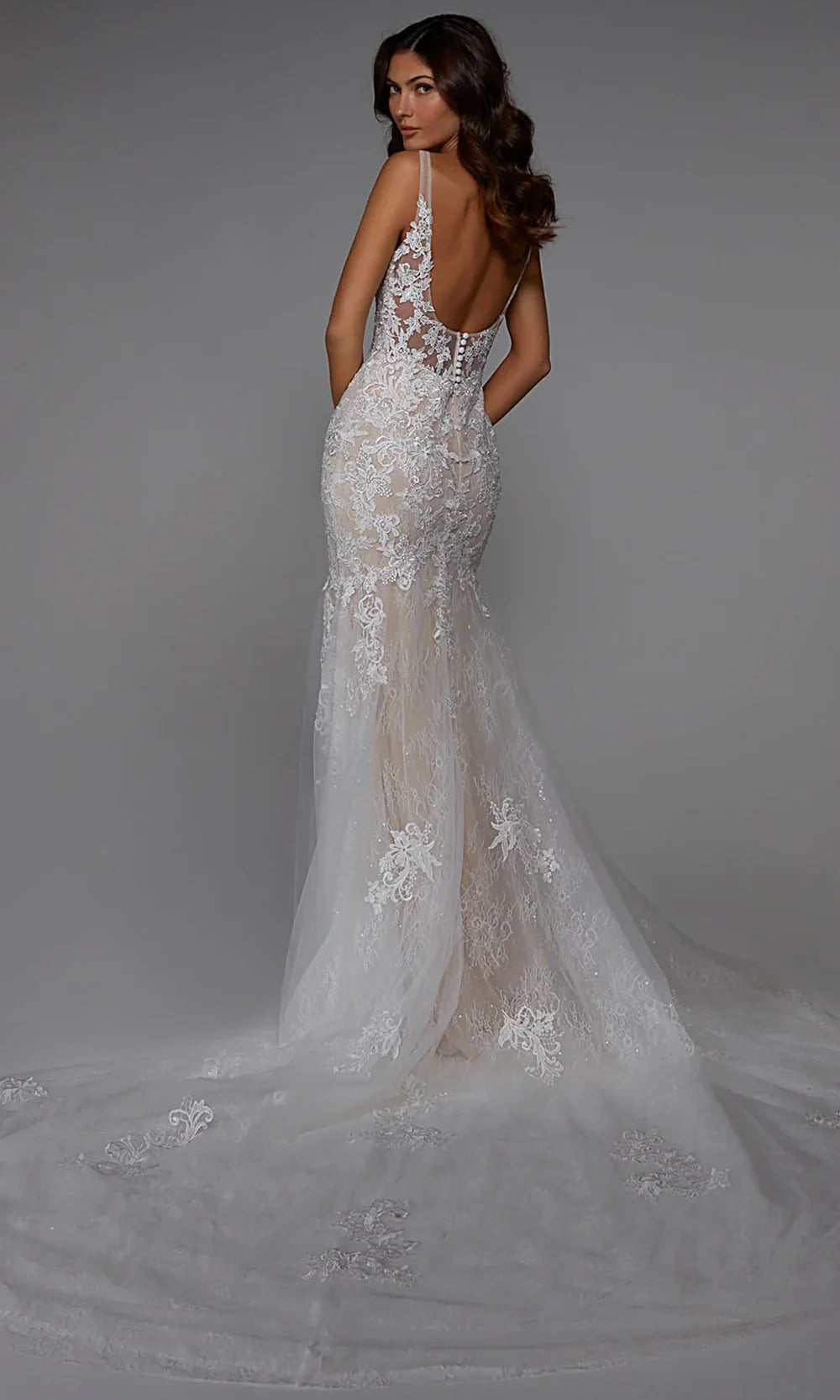 Alyce Paris 7029 - Embroidered Lace Scoop Back Dress Wedding Dresses