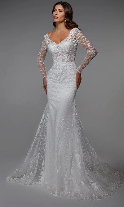 Alyce Paris 7030 - Embroidered Open Back Sheath Dress Mother of the Bride Dresses