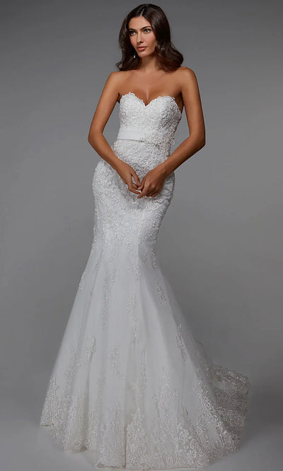 Alyce Paris 7032 - Lace Embellished Tulle Bridal Gown Wedding Dresses