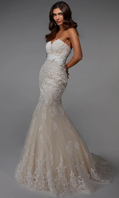Alyce Paris 7032 - Lace Embellished Tulle Bridal Gown Wedding Dresses