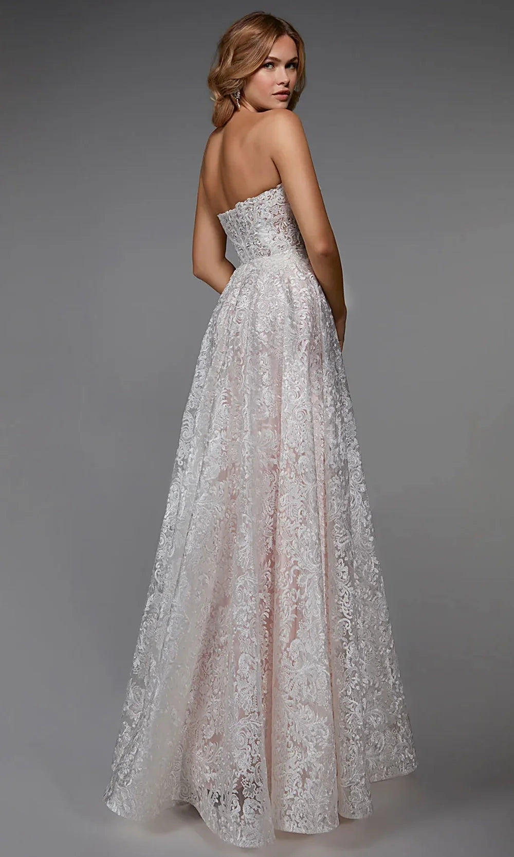 Alyce Paris 7033 - Classic Lace Strapless Formal Dress Wedding Dresses