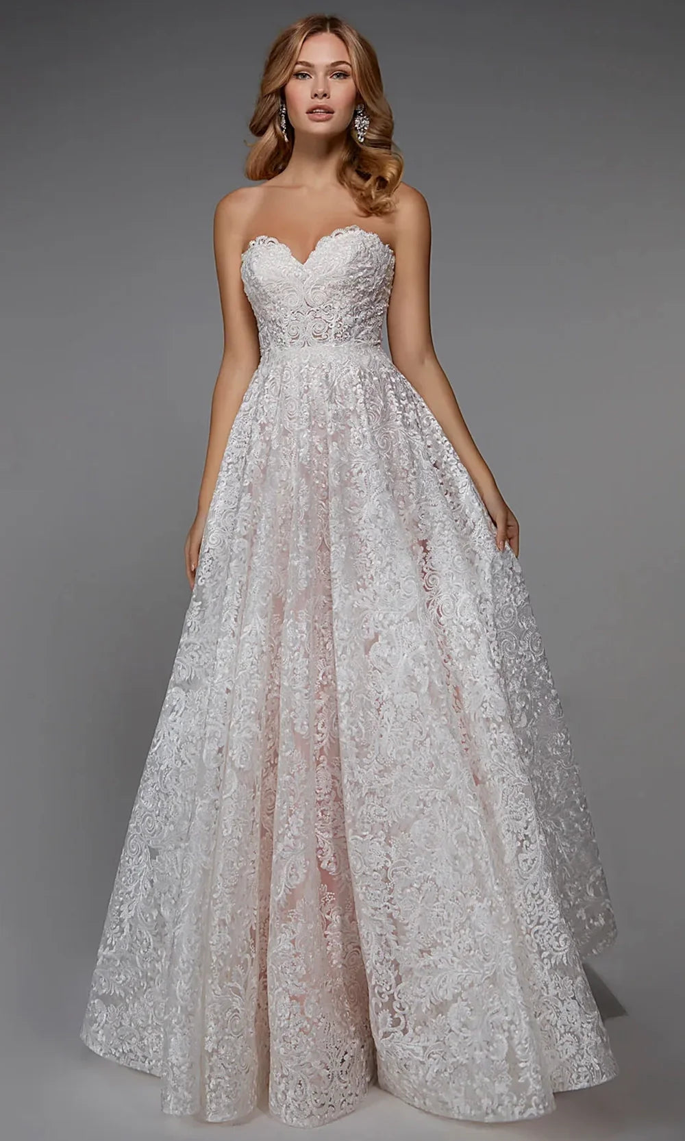 Alyce Paris 7033 - Classic Lace Strapless Formal Dress Wedding Dresses