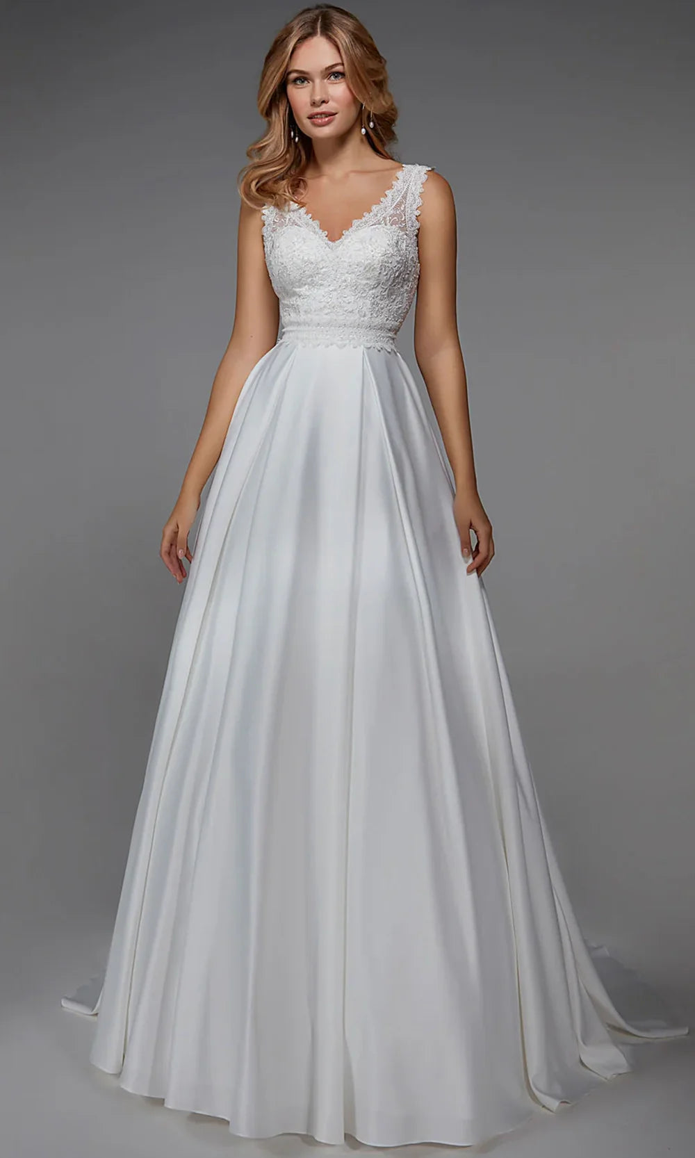 Alyce Paris 7035 - Scalloped Neckline Pleated Bridal Gown Wedding Dresses