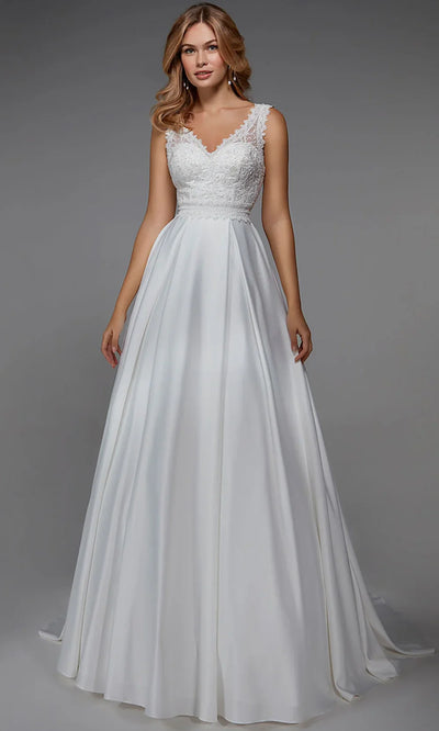 Alyce Paris 7035 - Scalloped Neckline Pleated Bridal Gown Wedding Dresses