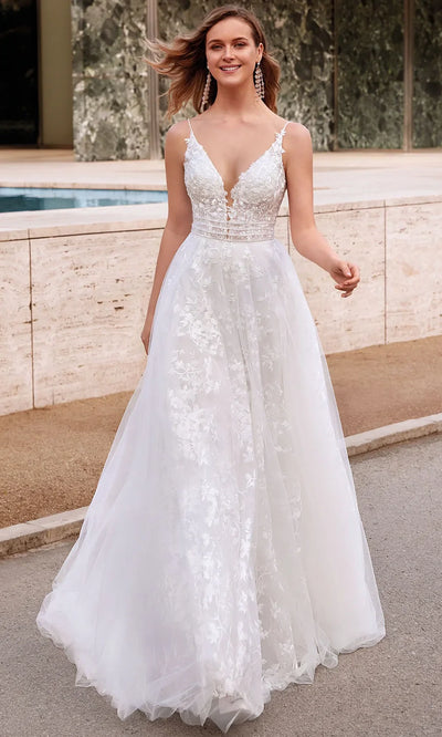 Alyce Paris 7036 - Embroidered Tulle Beaded Waist Bridal Dress Wedding Dresses
