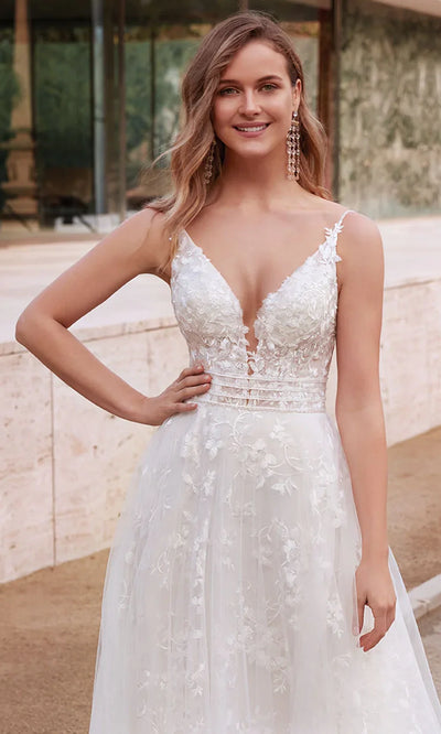Alyce Paris 7036 - Embroidered Tulle Beaded Waist Bridal Dress Wedding Dresses