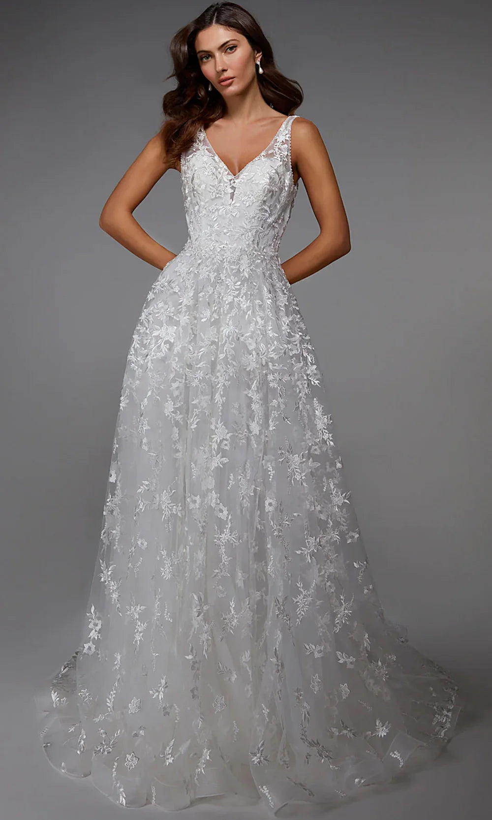 Alyce Paris 7037 - Plunging Neckline Layered Lace Gown Wedding Dresses