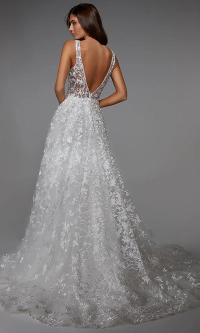 Alyce Paris 7037 - Plunging Neckline Layered Lace Gown Wedding Dresses