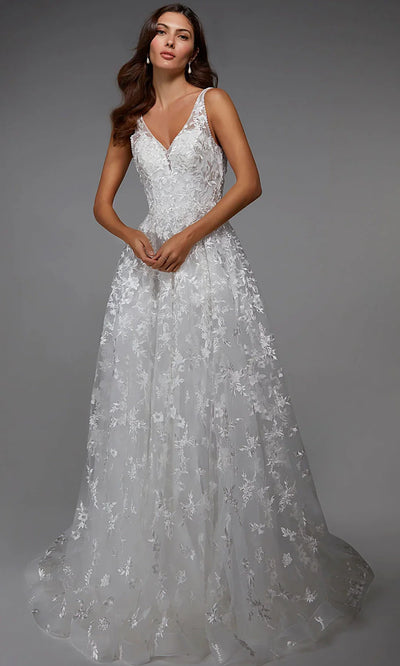 Alyce Paris 7037 - Plunging Neckline Layered Lace Gown Wedding Dresses
