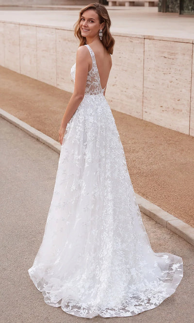 Alyce Paris 7037 - Plunging Neckline Layered Lace Gown Wedding Dresses