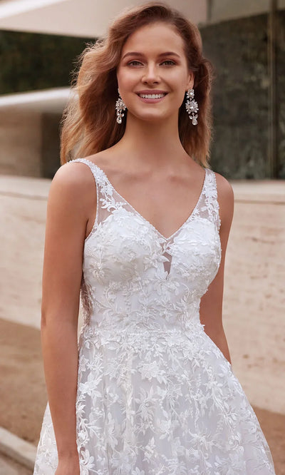Alyce Paris 7037 - Plunging Neckline Layered Lace Gown Wedding Dresses
