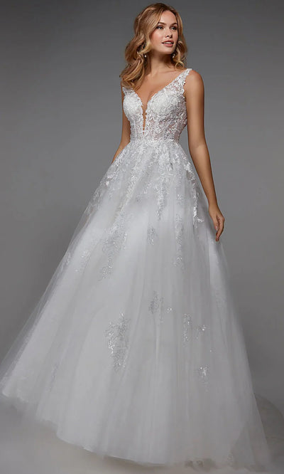 Alyce Paris 7039 - Embroidered Low Scoop Back Tulle Gown Wedding Dresses